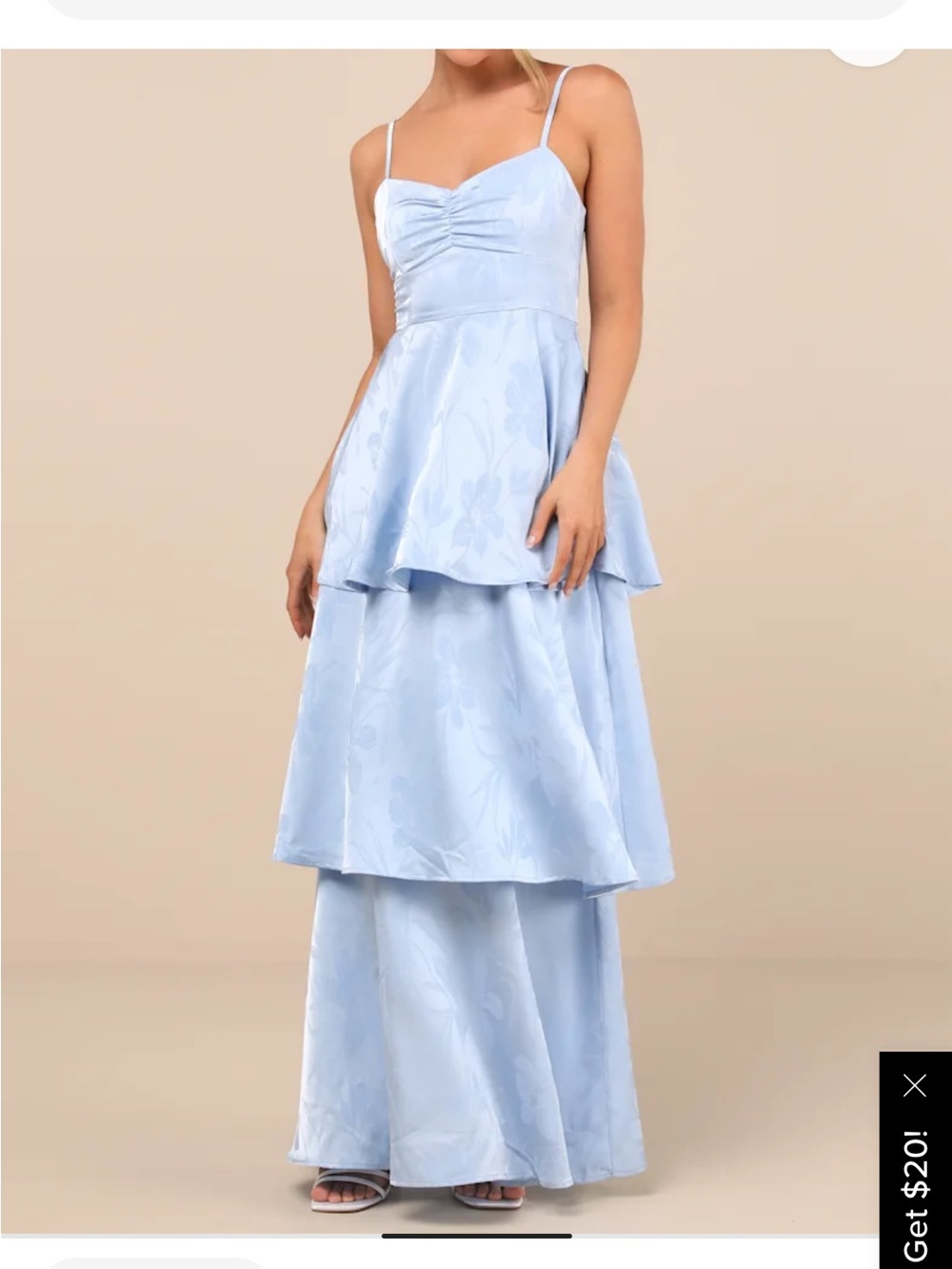 Prigette Light Blue Jacquerd Tiered Maxi Dress